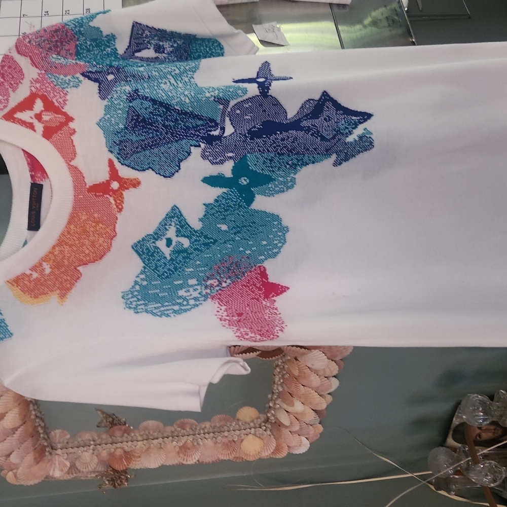 Louis Vuitton White Sweater with multi colored design